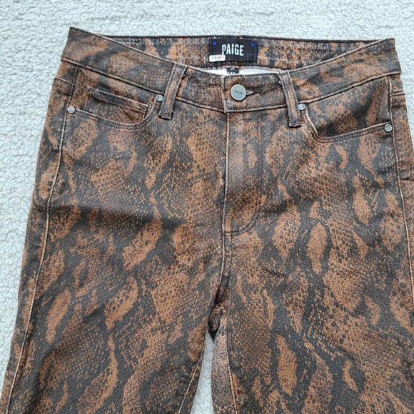 Paige Hoxton Ultra Skinny Coated Brown Snakeskin Jeans Size 27 NWOT - Picture 6 of 12